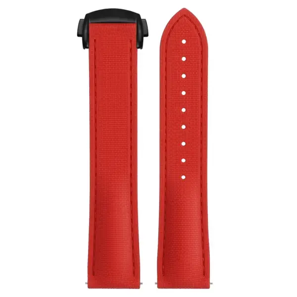 kd9.6.6.mb Up Red (Black Clasp) DASSARI Sailcloth FKM Hybrid Watch Band Strap with Deployant Clasp 20mm 21mm 22mm