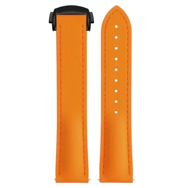 kd9.12.12.mb Up Orange (Black Clasp) DASSARI Sailcloth FKM Hybrid Watch Band Strap with Deployant Clasp 20mm 21mm 22mm
