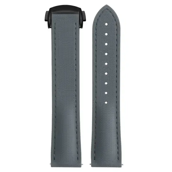 kd9.7.7.mb Up Grey (Black Clasp) DASSARI Sailcloth FKM Hybrid Watch Band Strap with Deployant Clasp 20mm 21mm 22mm