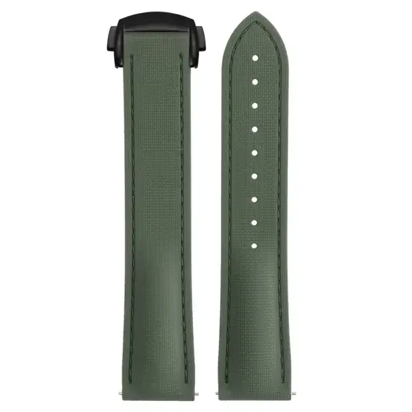 kd9.11.11.mb Up Green (Black Clasp) DASSARI Sailcloth FKM Hybrid Watch Band Strap with Deployant Clasp 20mm 21mm 22mm