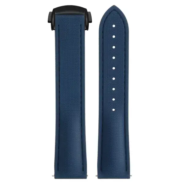 kd9.5.5.mb Up Blue (Black Clasp) DASSARI Sailcloth FKM Hybrid Watch Band Strap with Deployant Clasp 20mm 21mm 22mm