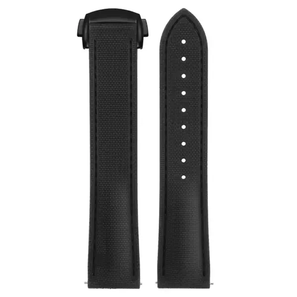 kd9.1.1.mb Up Black (Black Clasp) DASSARI Sailcloth FKM Hybrid Watch Band Strap with Deployant Clasp 20mm 21mm 22mm