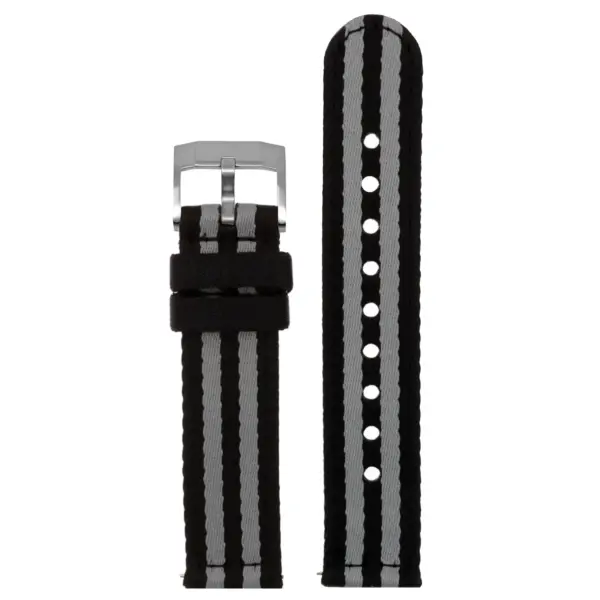ny200.1.7 Up Black and Grey Bond Pro Seatbelt Two Piece Watch Band Strap 20mm 22mm