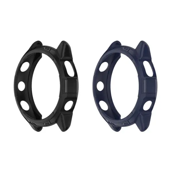 Two Armor Cases for Garmin Forerunner 265, one in black and one in navy blue, designed to provide durable protection while maintaining easy access to buttons and features