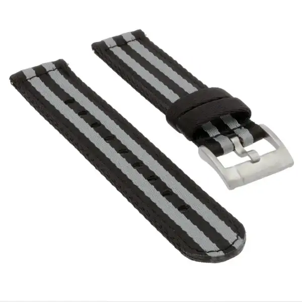 ny200.1.7 Angle Black and Grey Bond Pro Seatbelt Two Piece Watch Band Strap 20mm 22mm