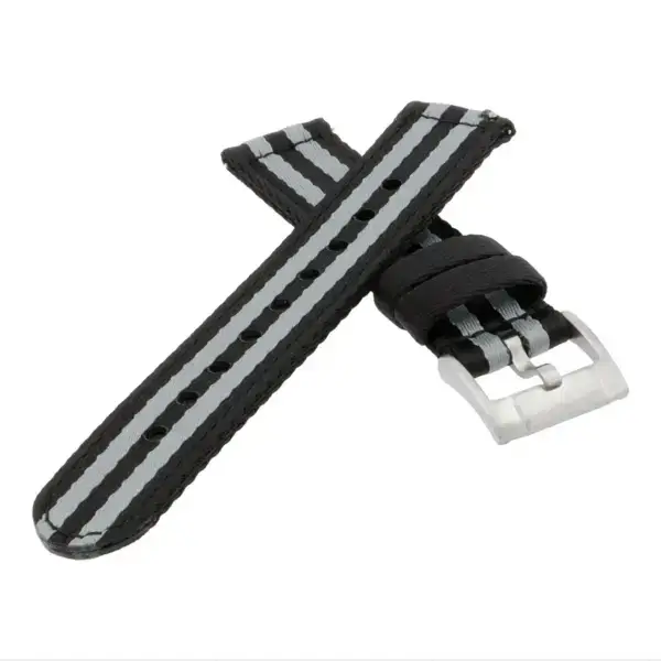 ny200.1.7 Cross Black and Grey Bond Pro Seatbelt Two Piece Watch Band Strap 20mm 22mm