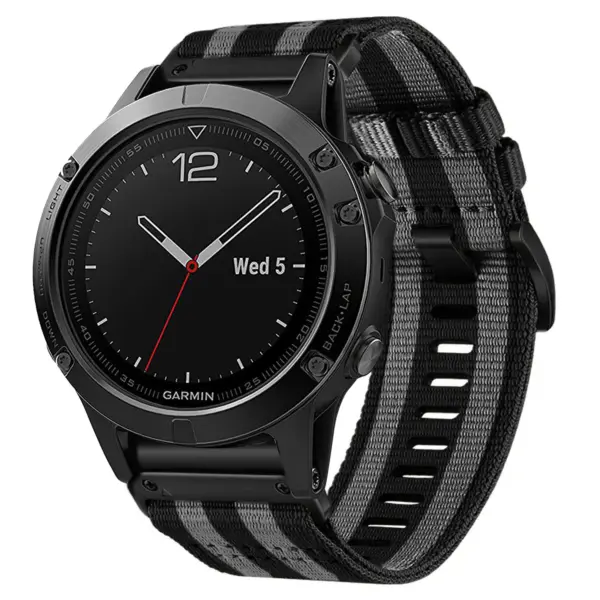 g.ny200.1.7 Black and Grey Bond Pro Seatbelt Two Piece Watch Band Strap for Garmin Quatix 5