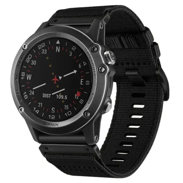 g.ny200.1 Midnight Black Pro Seatbelt Two Piece Watch Band Strap for Garmin D2 Bravo