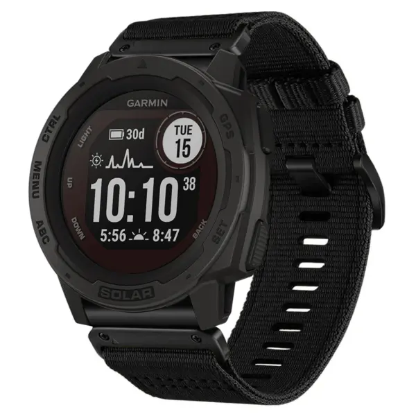 g.ny200.1 Midnight Black Pro Seatbelt Two Piece Watch Band Strap for Garmin Instinct