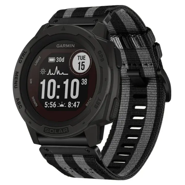 g.ny200.1.7 Black and Grey Bond Pro Seatbelt Two Piece Watch Band Strap for Garmin Instinct