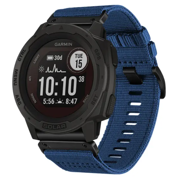 g.ny200.5 Navy Blue Pro Seatbelt Two Piece Watch Band Strap for Garmin Instinct