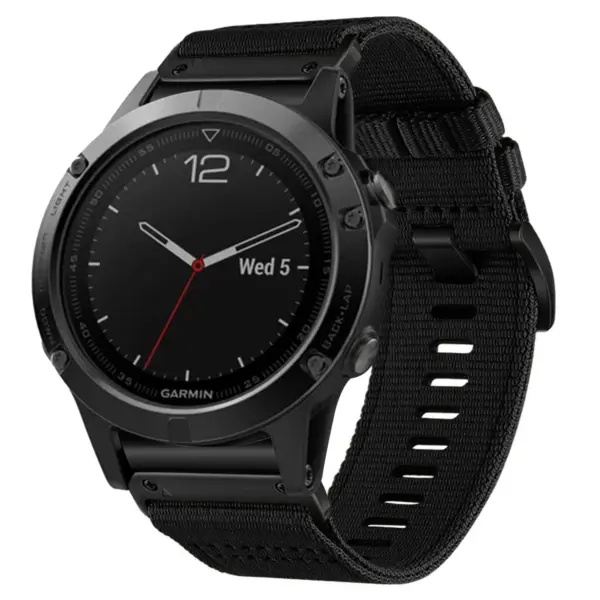 g.ny200.1 Midnight Black Pro Seatbelt Two Piece Watch Band Strap for Garmin Fenix 5