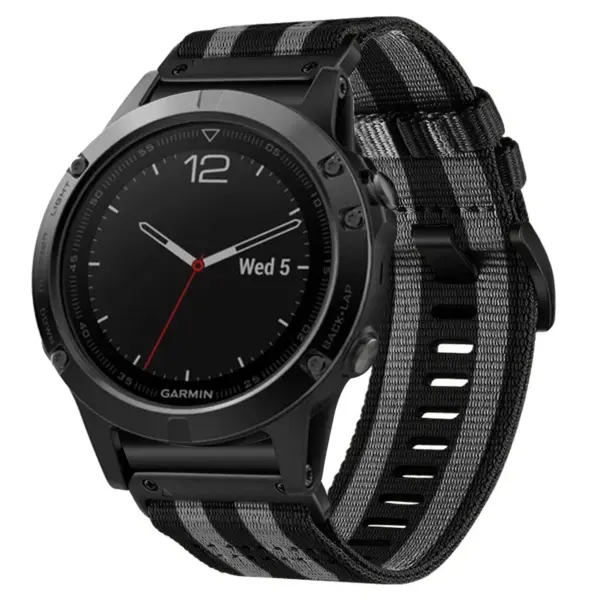 g.ny200.1.7 Black and Grey Bond Pro Seatbelt Two Piece Watch Band Strap for Garmin Fenix 5