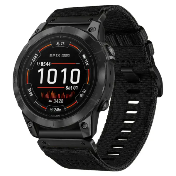g.ny200.1 Midnight Black Pro Seatbelt Two Piece Watch Band Strap for Garmin Epix Pro