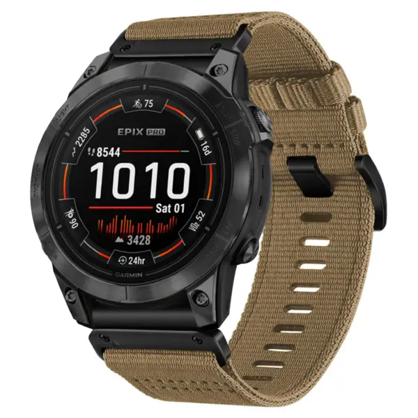 g.ny200.17 Khaki Camel Pro Seatbelt Two Piece Watch Band Strap for Garmin Epix Pro