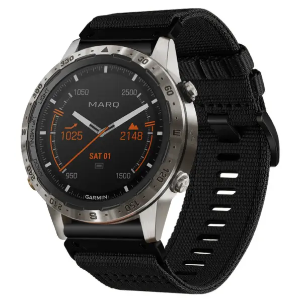 g.ny200.1 Midnight Black Pro Seatbelt Two Piece Watch Band Strap for Garmin MARQ