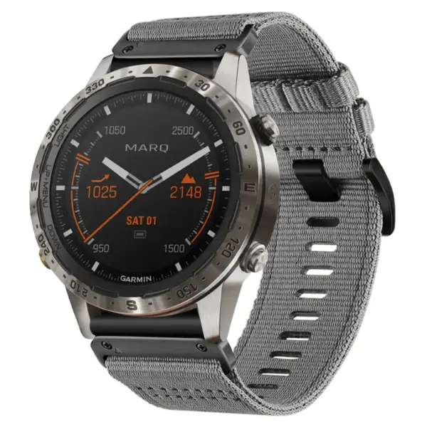 g,ny200.7 Grey Slate Pro Seatbelt Two Piece Watch Band Strap for Garmin MARQ