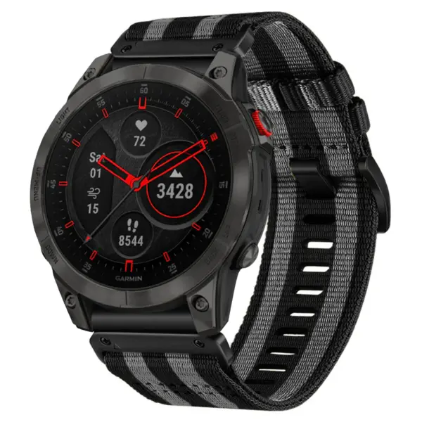 g.ny200.1.7 Black and Grey Bond Pro Seatbelt Two Piece Watch Band Strap for Garmin Epix Gen 2