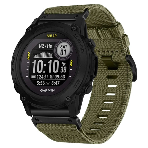 g.ny200.11 Green Camo Pro Seatbelt Two Piece Watch Band Strap for Garmin Descent G1