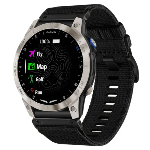 g.ny200.1 Midnight Black Pro Seatbelt Two Piece Watch Band Strap for Garmin D2 Mach 1