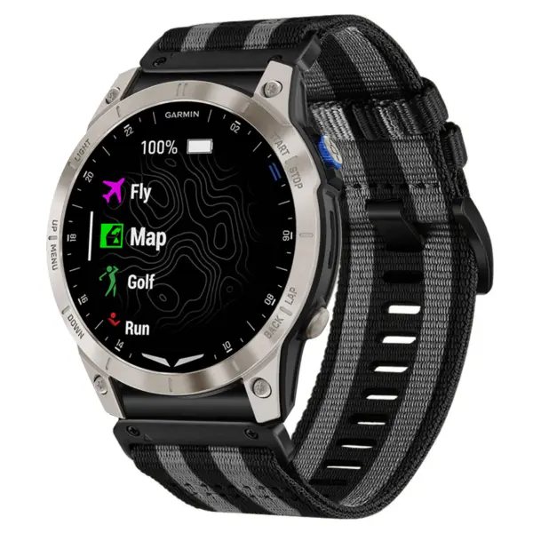 g.ny200.1.7 Black and Grey Bond Pro Seatbelt Two Piece Watch Band Strap for Garmin D2 Mach 1