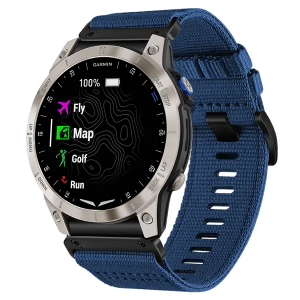 g.ny200.5 Navy Blue Pro Seatbelt Two Piece Watch Band Strap for Garmin D2 Mach 1