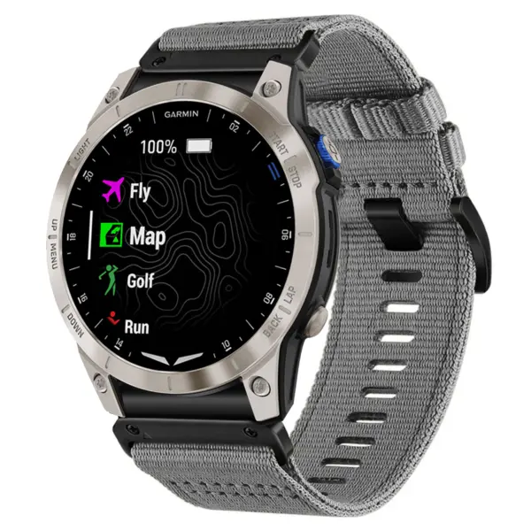 g,ny200.7 Grey Slate Pro Seatbelt Two Piece Watch Band Strap for Garmin D2 Mach 1