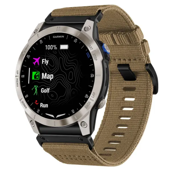 g.ny200.17 Wrist Khaki Camel Pro Seatbelt Two Piece Watch Band Strap for Garmin D2 Mach 1