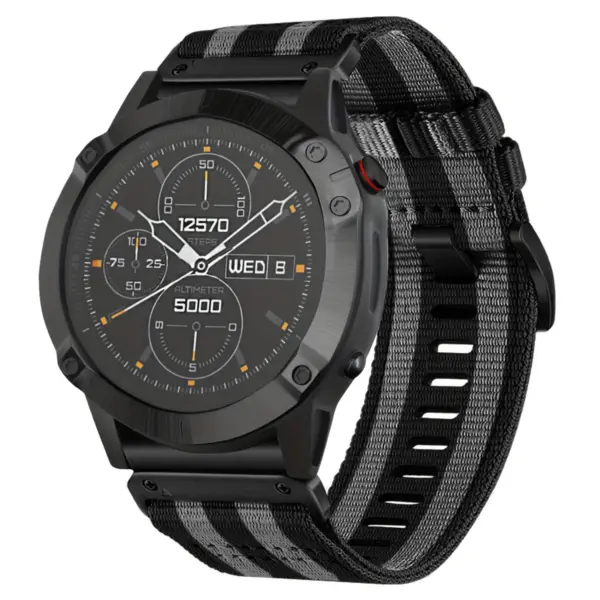g.ny200.1.7 Angle Black and Grey Bond Pro Seatbelt Two Piece Watch Band Strap for Garmin Approach S60