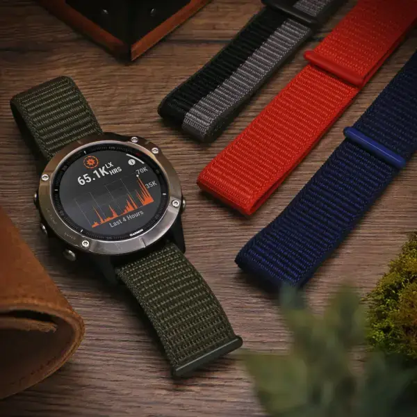 g.ny6a Flatlay StrapsCo Hook and Loop Horizon Watch Band Strap For Garmin Devices