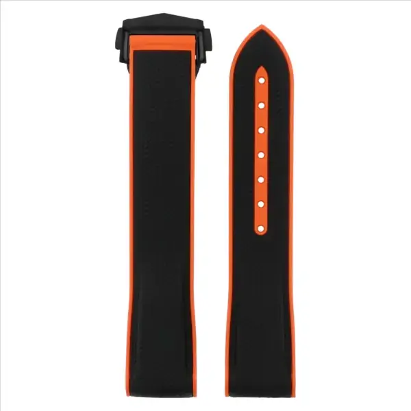 ms3.1.12 Upright Black & Orange Fitted ColorBlock Watch Band Strap with Clasp for MoonSwatch and Omega Speedmaster 20mm