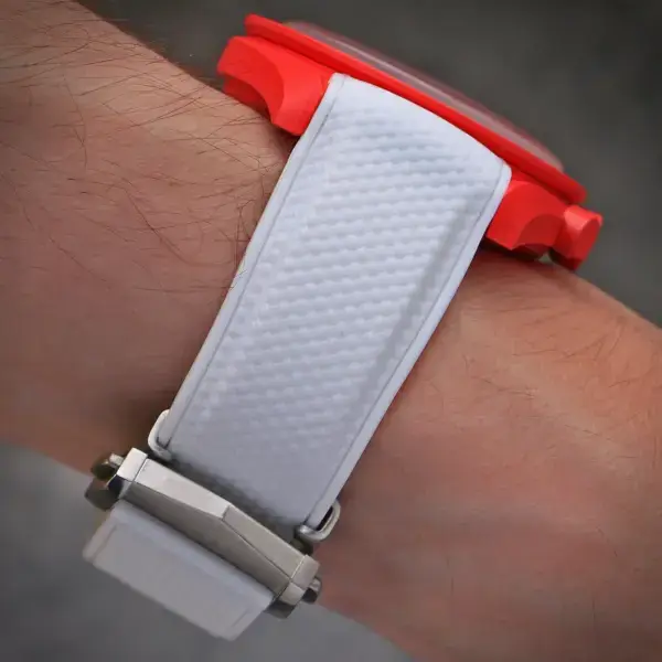 ms3 Wrist Fitted ColorBlock Watch Band Strap with Clasp for MoonSwatch & Omega Speedmaster 20mm White