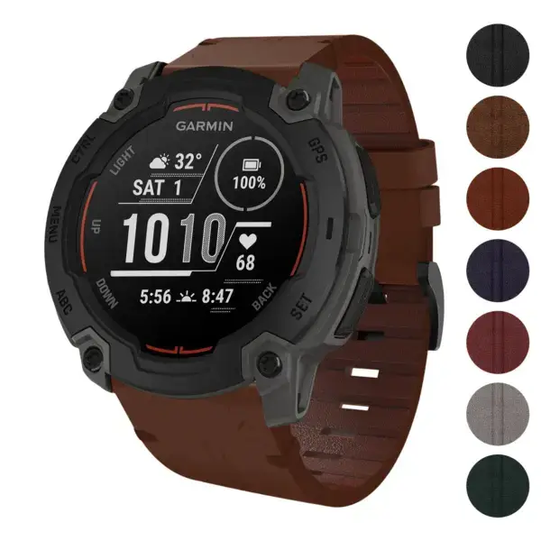 Vintage Italian leather strap for Garmin Instinct E – 40mm. Stylish and durable, enhancing your smartwatch with a classic touch. Compatible with Garmin Instinct models