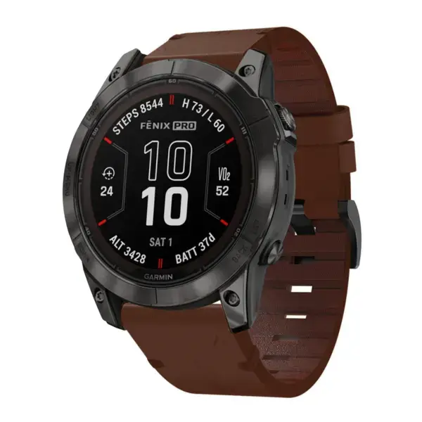 g.l11.2 Front Brown Genuine Italian Leather Watch Band Strap for Garmin Fenix 7X and 7X Pro