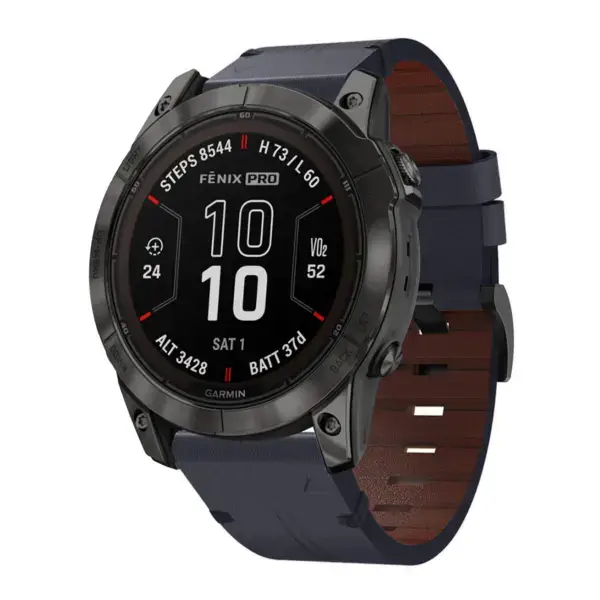g.l11.5 Front Blue Genuine Italian Leather Watch Band Strap for Garmin Fenix 7X and 7X Pro
