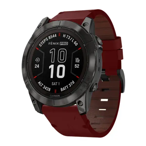 g.l11.6 Front Red Genuine Italian Leather Watch Band Strap for Garmin Fenix 7X and 7X Pro