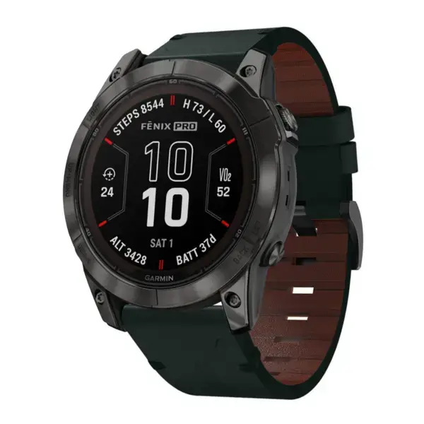 g.l11.11 Front Green Genuine Italian Leather Watch Band Strap for Garmin Fenix 7X and 7X Pro