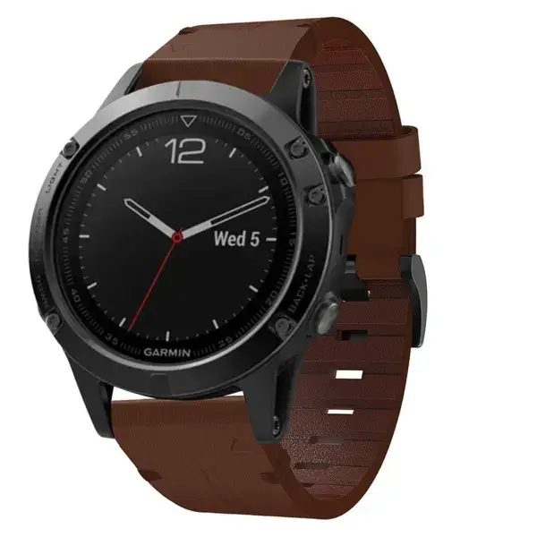 g.l11.2 Front Brown Genuine Italian Leather Strap for Garmin QuickFit Devices for Garmin Fenix 5