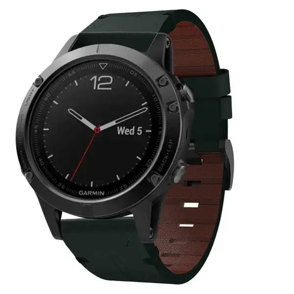 g.l11.11 Front Green Genuine Italian Leather Strap for Garmin QuickFit Devices for Garmin Fenix 5