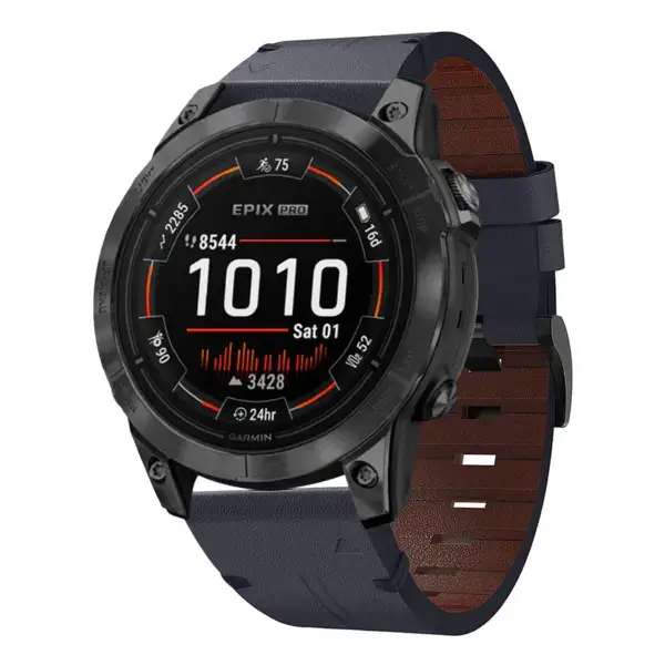 g.l11.5 Front Blue Genuine Italian Leather Strap for Garmin QuickFit Devices for Garmin Epix Pro – 47mm