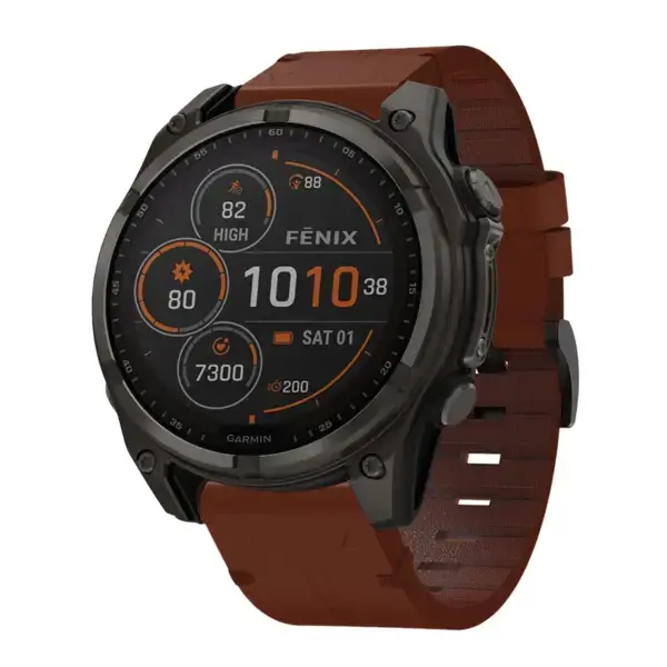 g.l11.3 Front Tan Genuine Italian Leather Watch Band Strap for Garmin Fenix 8 47mm