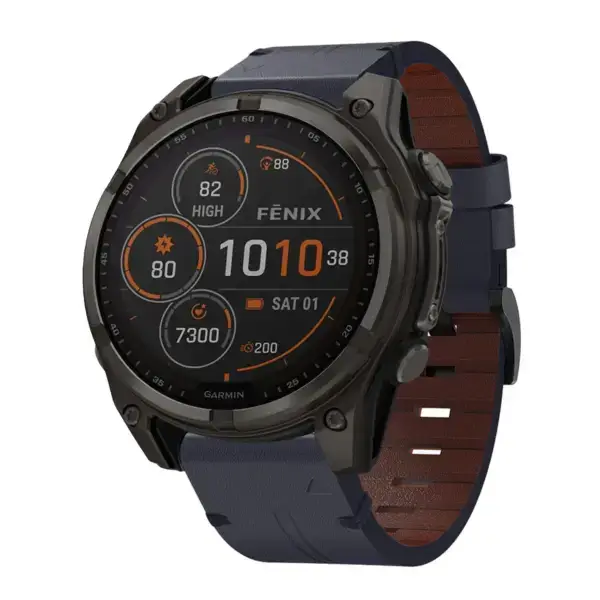 g.l11.5 Front Blue Genuine Italian Leather Watch Band Strap for Garmin Fenix 8 47mm