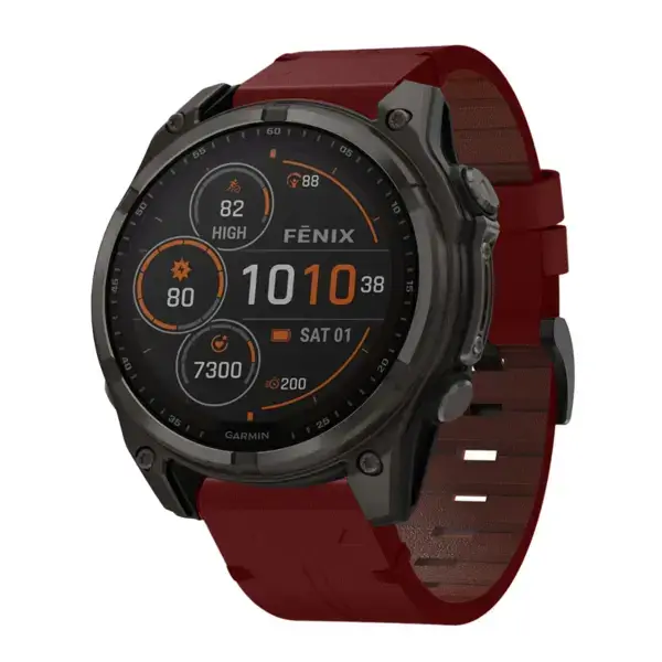 g.l11.6 Front Red Genuine Italian Leather Watch Band Strap for Garmin Fenix 8 47mm