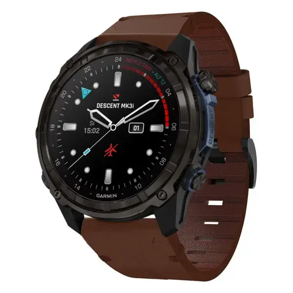 g.l11.2 Front Brown Genuine Italian Leather Watch Band Strap for Garmin Descent Mk3i – 51mm