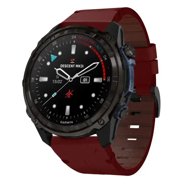 g.l11.6 Front Red Genuine Italian Leather Watch Band Strap for Garmin Descent Mk3i – 51mm