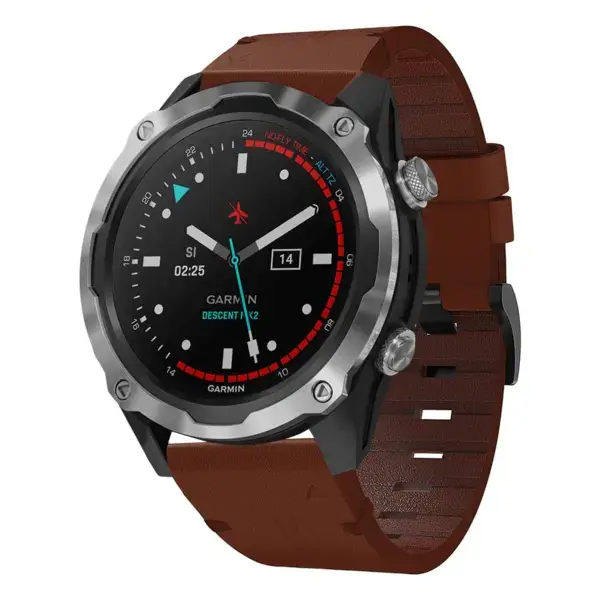 g.l11.3 Front Tan Genuine Italian Leather Watch Band Strap for Garmin Descent Mk2