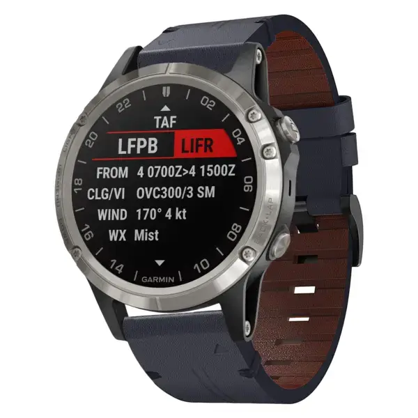 g.l11.5 Front Blue Genuine Italian Leather Strap for Garmin QuickFit Devices for Garmin D2 Delta