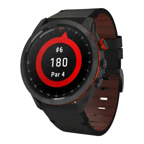 g.l11.1 Front Black Genuine Italian Leather Strap for Garmin QuickFit Devices for Garmin Approach S70 – 47mm