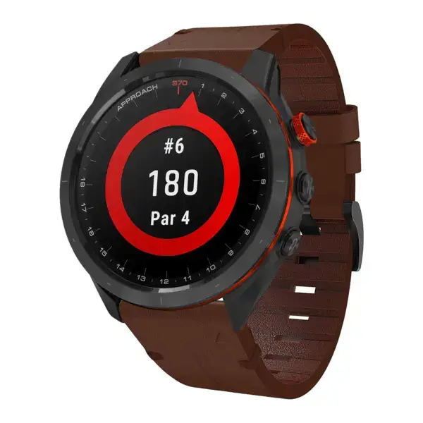 g.l11.2 Front Brown Genuine Italian Leather Strap for Garmin QuickFit Devices for Garmin Approach S70 – 47mm