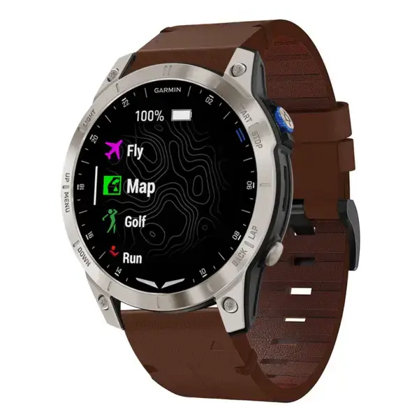 g.l11.2 Front Brown Genuine Italian Leather Strap for Garmin QuickFit Devices for Garmin D2 Mach 1